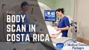 Two medical professionals operate a CT scanner for a patient in a clinical setting, highlighting Early Detection and promoting Full Body MRI Scans in Costa Rica through Medical Tourism Packages.