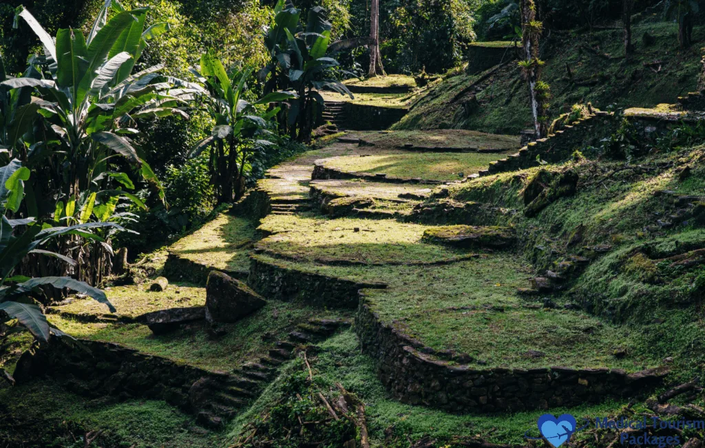 This photo showcases the ancient ruins of The Lost City (Ciudad Perdida), one of the best tourist attractions in Colombia. Hidden deep within the Sierra Nevada de Santa Marta, this archaeological site dates back over 1,000 years, offering visitors a unique opportunity to explore Indigenous history, lush jungle landscapes, and breathtaking mountain views. Accessible only through a multi-day trek, Ciudad Perdida is a must-visit for adventure seekers and history enthusiasts looking to experience one of Colombia's most remarkable hidden treasures.