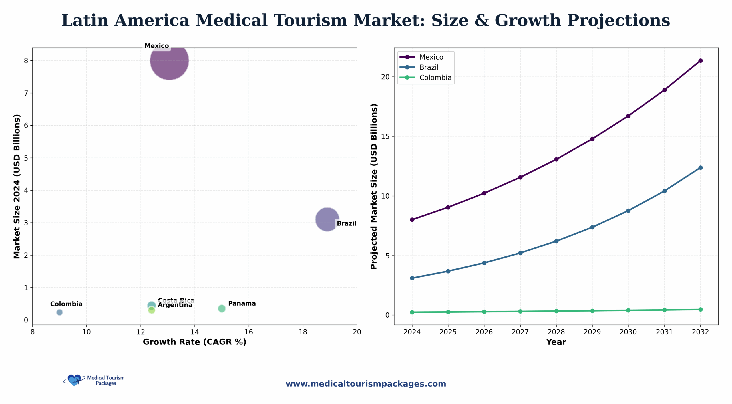 Latin America Medical Tourism Market Size and Growth Projections Chart