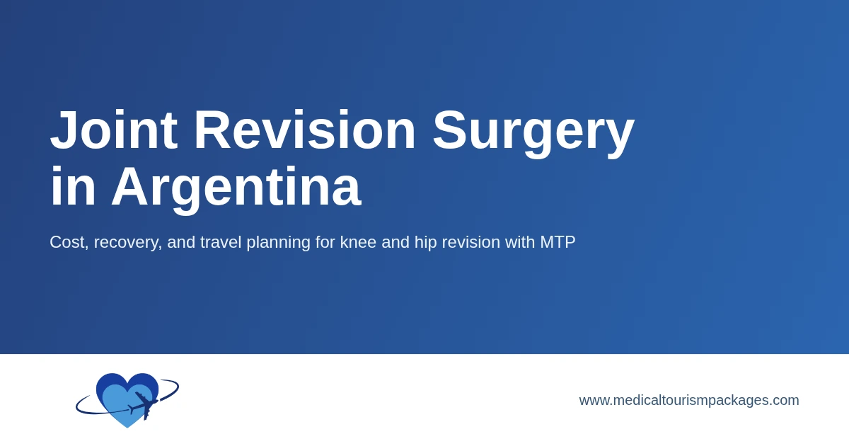 Joint revision surgery in Argentina title card covering cost, recovery, and travel planning.