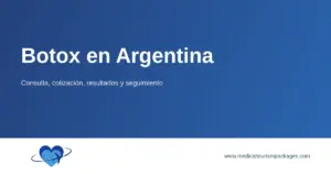 Cartel de presentación de «Botox en Argentina» para tratamientos personalizados y planificación de viajes.