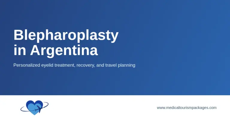 Blepharoplasty in Argentina title card with eyelid treatment and travel planning.