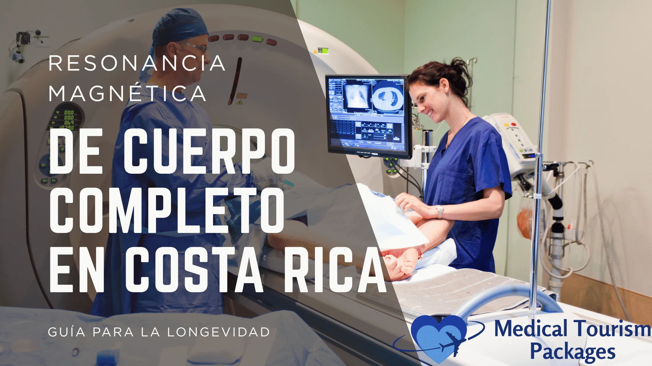 Dos profesionales médicos operan un escáner CT para un paciente en un entorno clínico, destacando la detección precoz y la promoción de escáneres de resonancia magnética de cuerpo completo en Costa Rica a través de paquetes de turismo médico.